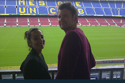 Camp Nou Experience : happy clients posing at the Camp Nou
